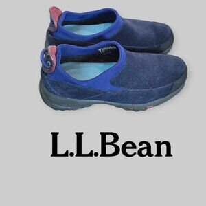 L.L.Bean Womens Suede Slip On Comfort Mocs Thinsulate Blue Size  10M